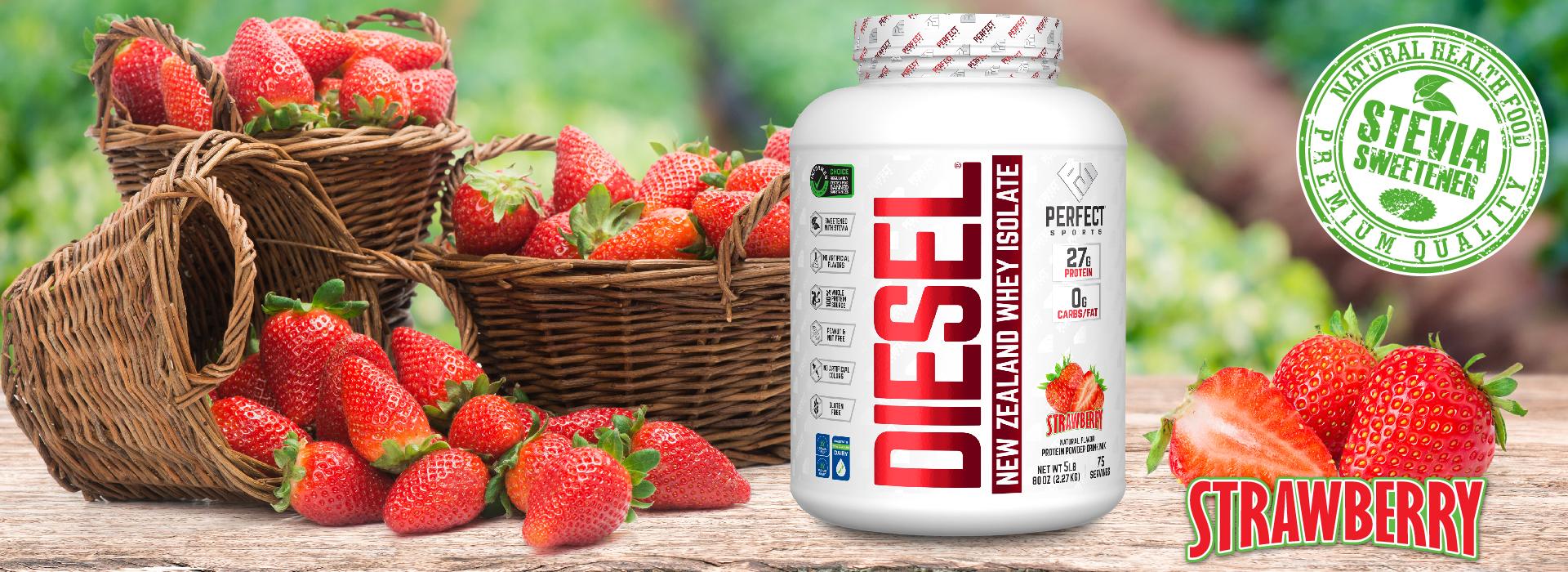 DIESEL STRAWBERRY Stevia BANNER-Desktop DIESEL New Zealand Whey Isolate Strawberry 75 Serving 5LB