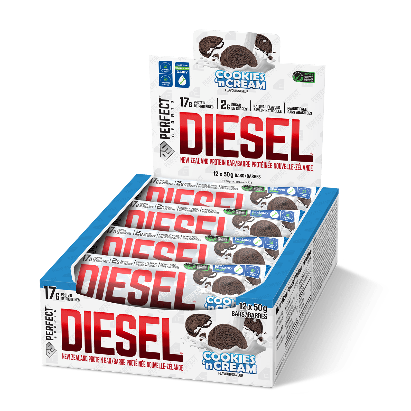 DIESEL New Zealand Whey Protein bars in Cookies n' Cream flavour